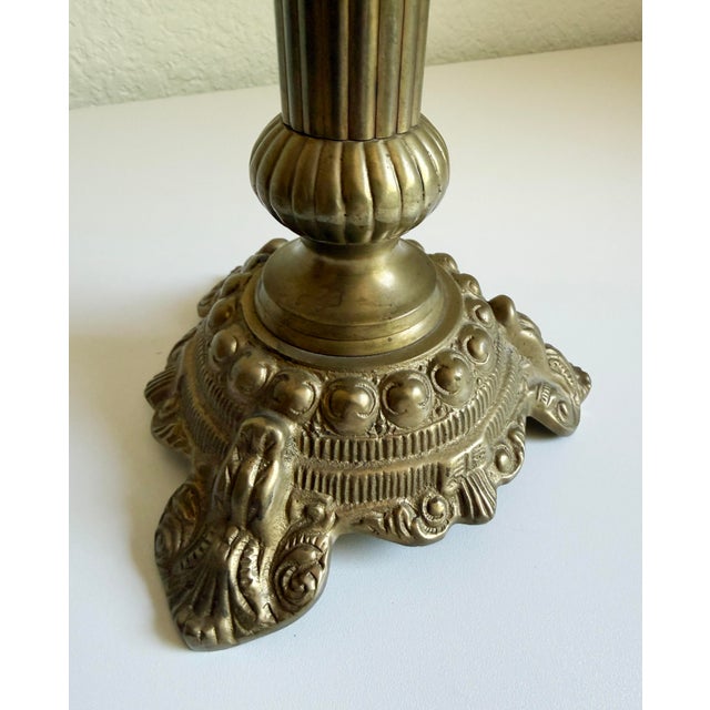 Brass Palm Beach Style Brass Candlesticks, 1960s - A Pair For Sale - Image 8 of 11