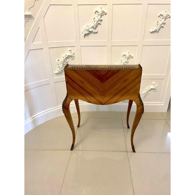 Antique French Victorian Satinwood Freestanding Marquetry Inlaid Bureau 1880 For Sale - Image 13 of 16