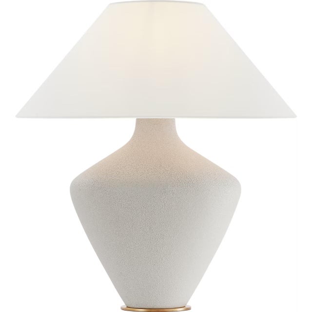 Transitional Kelly Wearstler by Visual Comfort Signature Rohs Extra Large Table Lamp in Porous White with Linen Shade For Sale - Image 3 of 3