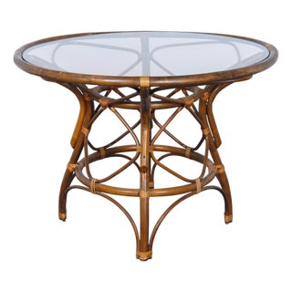 1980s Bamboo and Glass Dining Table For Sale