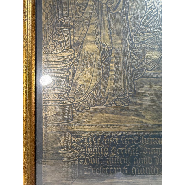 Large Antique Religious Brass Rubbing of the 1535 Memorial of Canon Henry Oskens For Sale - Image 11 of 15
