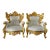 Baroque Style Chair Set – White Leather Upholstery and Gold Leaf Details For Sale