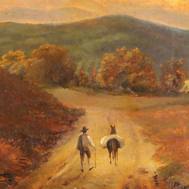 Countryside Glimpse with Figures, Oil Painting, 1800s, Framed For Sale - Image 3 of 9