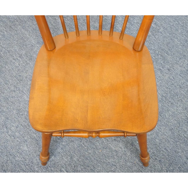 Late 20th Century Tell City Furniture Hard Rock Maple Colonial Style Cattail Back Dining Chair For Sale - Image 5 of 9