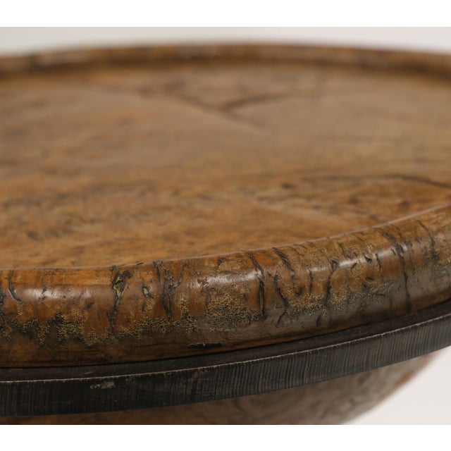 Burr Oak & Steel Pudding Bowl Side Tables by Sculptor Philip Hearsey, 1990s, Set of 2 For Sale - Image 9 of 18