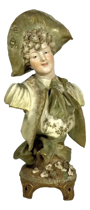 Early 20th Century Ernst Wahliss Porcelain Maiden Bust: Turn-Teplitz Art Nouveau Decor