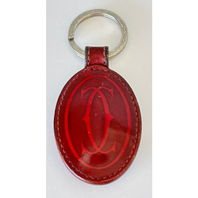 Cartier Cartier Vintage Burgundy Red Leather Key Chain Bag Charm, 1980s Design For Sale - Image 4 of 6
