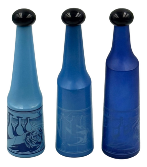 Vintage Italian Surrealist Blue Glass Bottles by Salvador Dali for Rosso Antico, 1970s, Set of 3