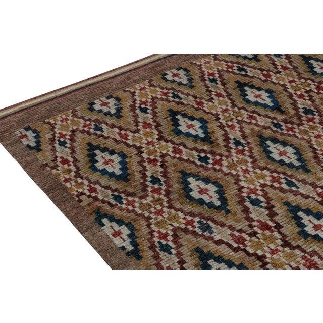 2010s Rug & Kilim’s Moroccan Rug in Brown, Red and Blue Diamond Patterns For Sale - Image 5 of 6