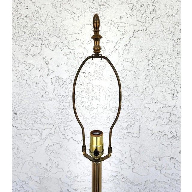 Metal Vintage MCM Floor Lamp Table 3 Tier Step Brass & Glass For Sale - Image 7 of 14