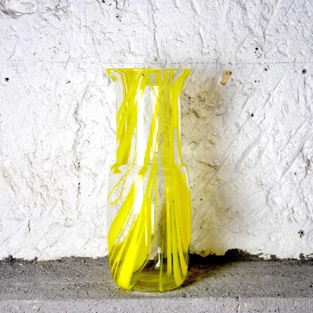 Glass Yellow Glass Vase, 1960s For Sale - Image 7 of 7