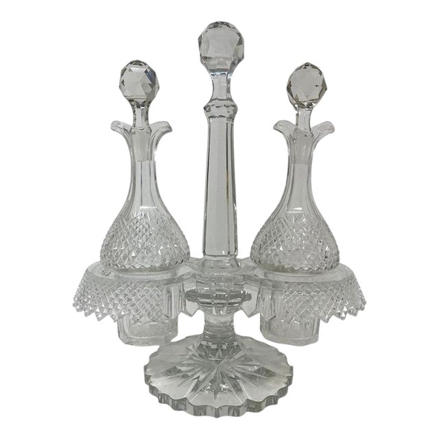 19th Century Dutch Crystal Cruet Set, Set of 3 For Sale