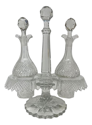 19th Century Dutch Crystal Cruet Set, Set of 3