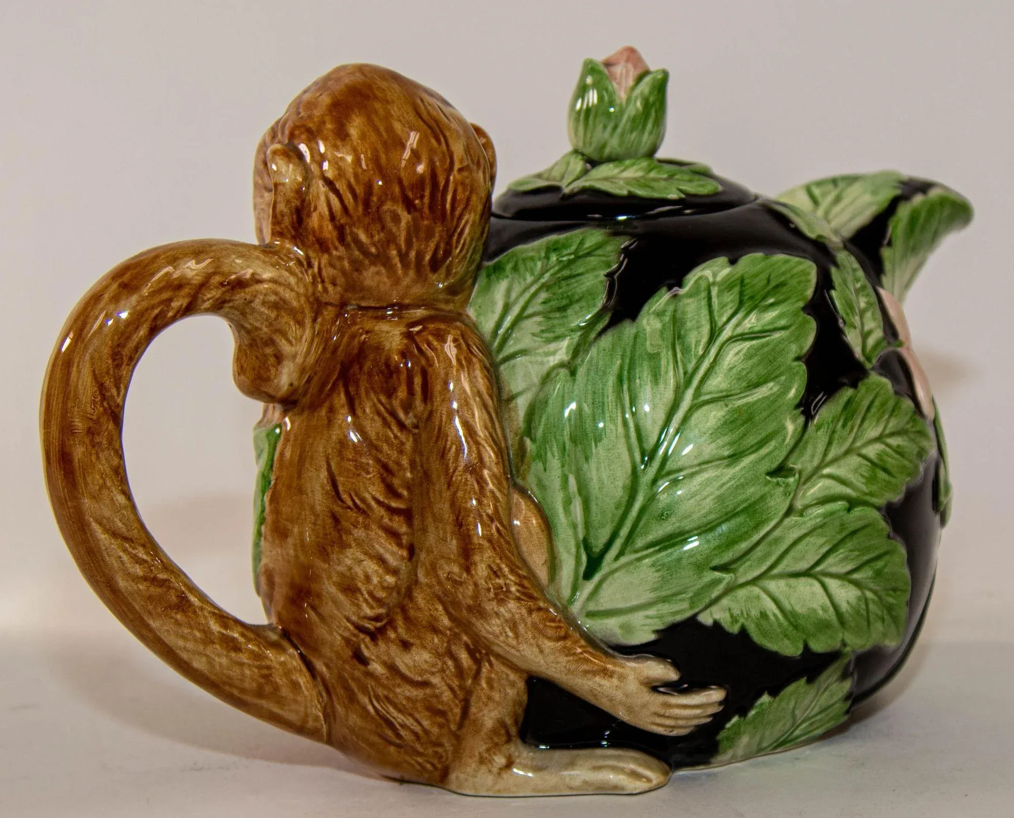 1980s Vintage Fitz and Floyd Rain Forest Majolica Monkey Ceramic