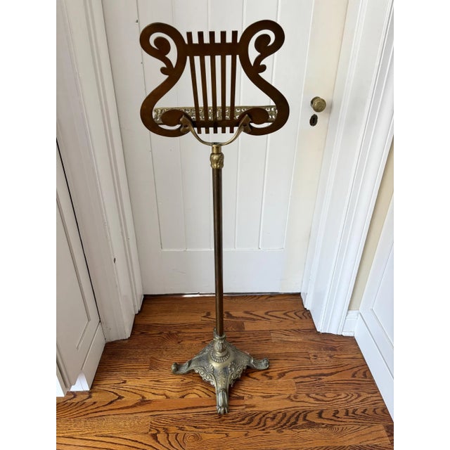 Metal Vintage Mid Century Brass Music Stand For Sale - Image 7 of 7