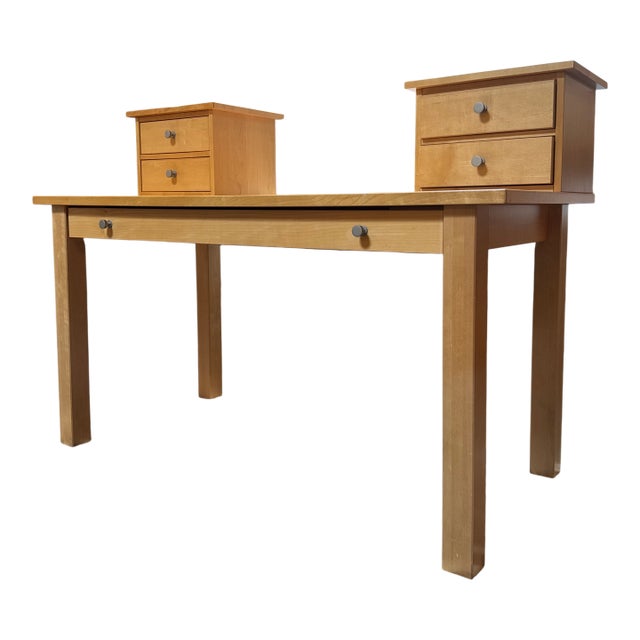 Post Modern Beech Wood Desk With Mounted Drawers, Set of Three For Sale