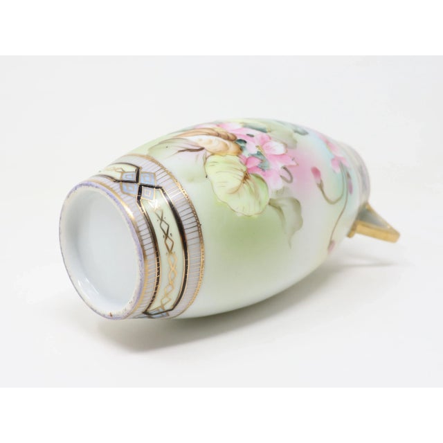 Antique Art Nouveau Porcelain Vase With Hand-Painted Floral and Gold Decoration For Sale - Image 12 of 12