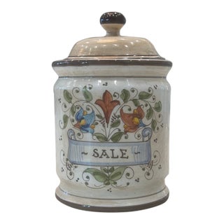 Italian,Majolica ,Hand Painted,Lidded Canister,Jar. For Sale