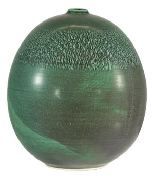 Large Green Artisan Vase with Textured Glaze, Modern Decorative Accent