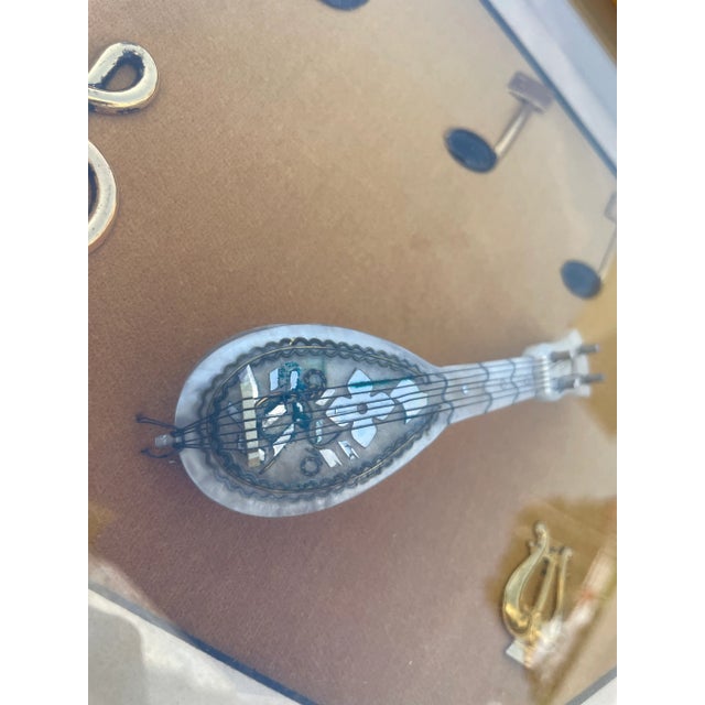 Metal Italian Florentine Sterling & Mother of Pearl Guitar Shadow Boxes For Sale - Image 7 of 11