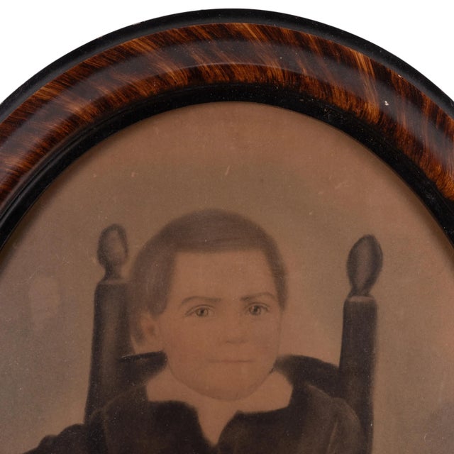 Grain-Painted Bubble Glass Portrait of Boy in Chair For Sale In Savannah - Image 6 of 7