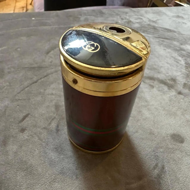 Gucci 1980s Modern Brass and Lacquer Table Lighter by Gucci For Sale - Image 4 of 12
