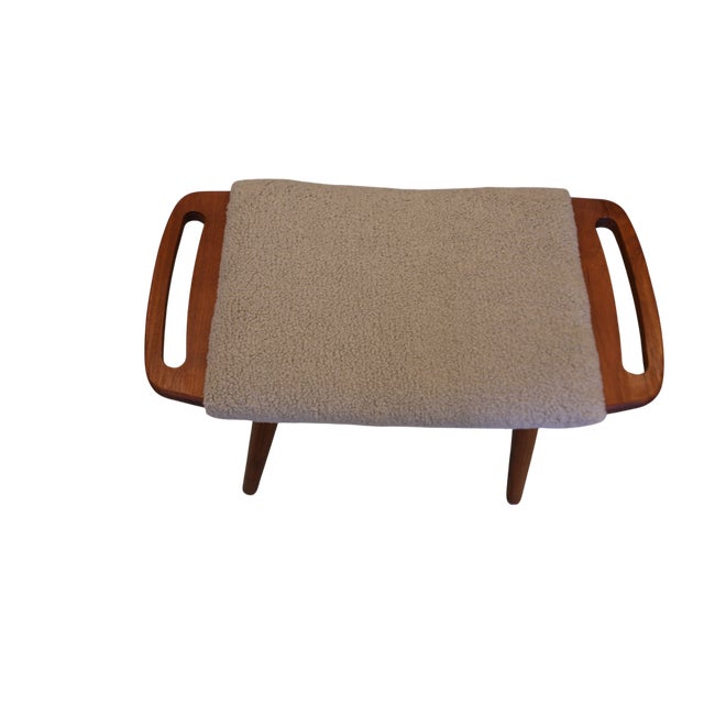 Wood Danish Teak Stool with Shaped Handles, 1960s For Sale - Image 7 of 10