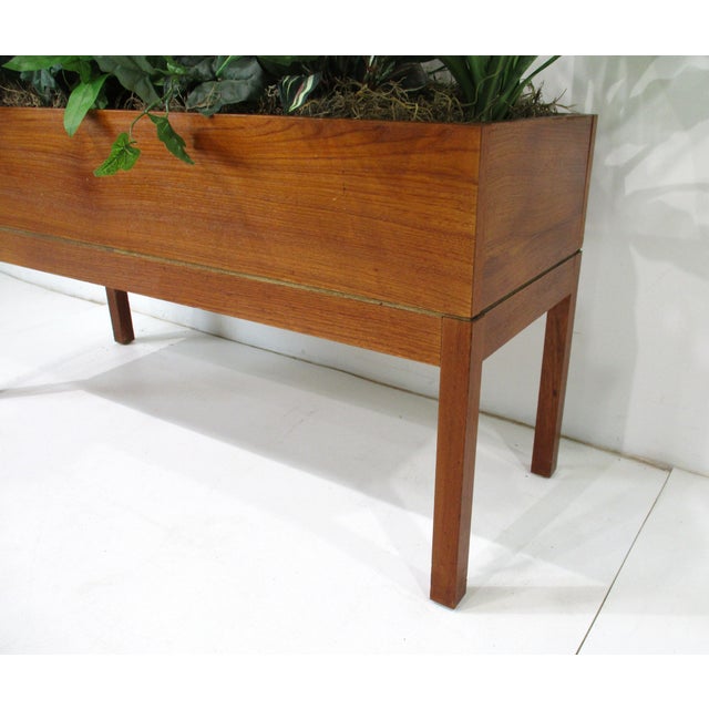 Mid 20th Century Teak Indoor Planter With Silk Plants Denmark For Sale - Image 5 of 10