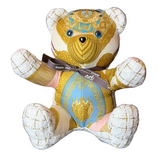 Hermes Poste Et Cavalerie Vintage Silk Scarf Tender Teddy Bear For Sale