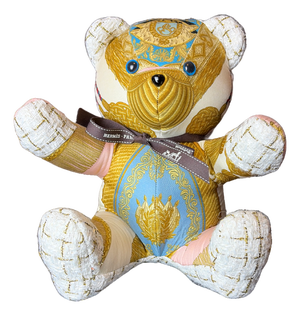 Hermes Poste Et Cavalerie Vintage Silk Scarf Tender Teddy Bear