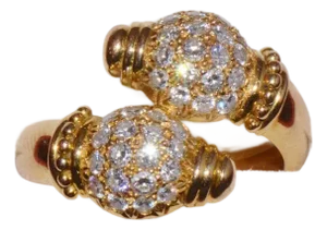 Genuine Natural 0.79cts VVS G Diamond 18k Solid Gold Bypass Ring, Size 6.75