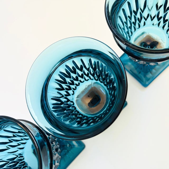 Mid 20th Century Blue Wine Goblets - Set of 4 - Mt Vernon by Indiana Glass For Sale - Image 5 of 7