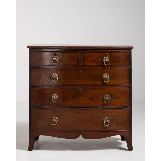 Wood Regency Bow-Front Mahogany Chest of Drawers, Antique, United Kingdom, 19th Century For Sale - Image 7 of 15