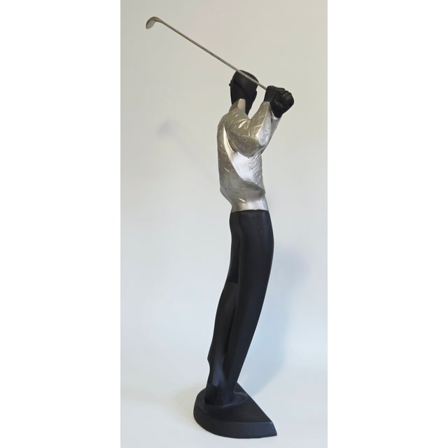 Art Deco 1980s Alexsander Danel Golf Sculpture Austin Production Golfer "In the Swing Ii" 1989 For Sale - Image 3 of 12