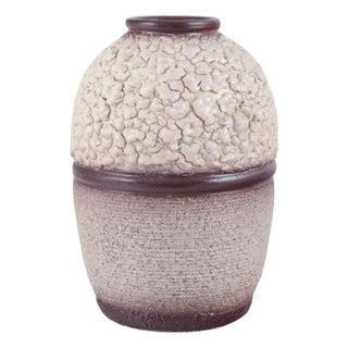 French Ceramic Vase with Lava Glaze in Light and Brown Colours, 1960s For Sale