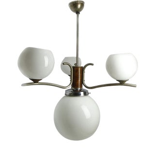 Art Deco Chandelier with Glass Globes, Czechoslovakia, 1950s For Sale