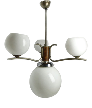 Art Deco Chandelier with Glass Globes, Czechoslovakia, 1950s