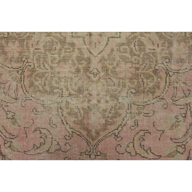 Tabriz Rug 6’7” X 9’8” Pink Wool Vintage Distressed Hand-Knotted Carpet For Sale - Image 10 of 15
