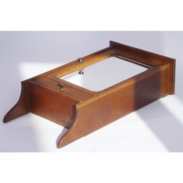 Small Antique Art Deco Wooden Wall Cabinet with Beveled Mirror, 1920s For Sale - Image 4 of 11