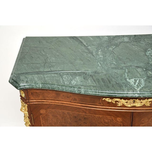 Antique French Burr Walnut and Marble Top Cabinet, 1930s For Sale - Image 6 of 13