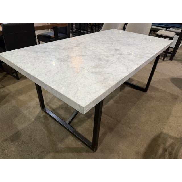 Contemporary Restoration Hardware Marble Top "Tarano" Dining Table For Sale - Image 3 of 6