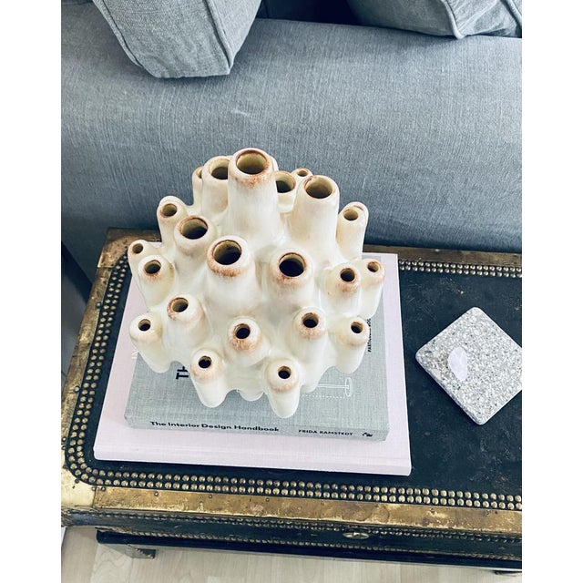 1960s Coral-Shaped Italian Sculptural Beige Ceramic Vase attributed to Bertoncello, 1960s For Sale - Image 5 of 18