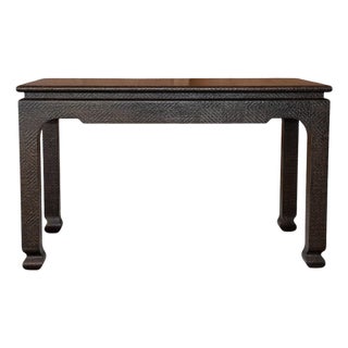 Harrison Van Horn Vintage Lacquered Raffia Ming Style Console Table For Sale