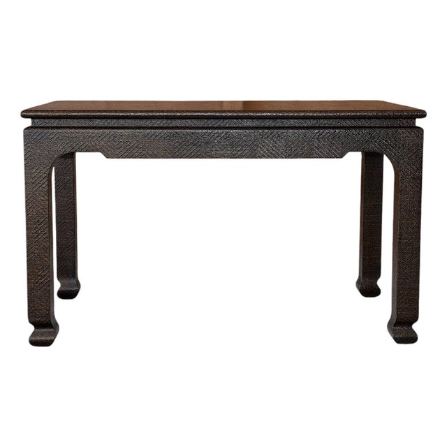 Harrison Van Horn Vintage Lacquered Raffia Ming Style Console Table For Sale