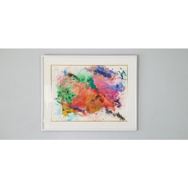 1990 Jenice Sommer Mixed Media Colorful Abstract Painting For Sale - Image 12 of 12