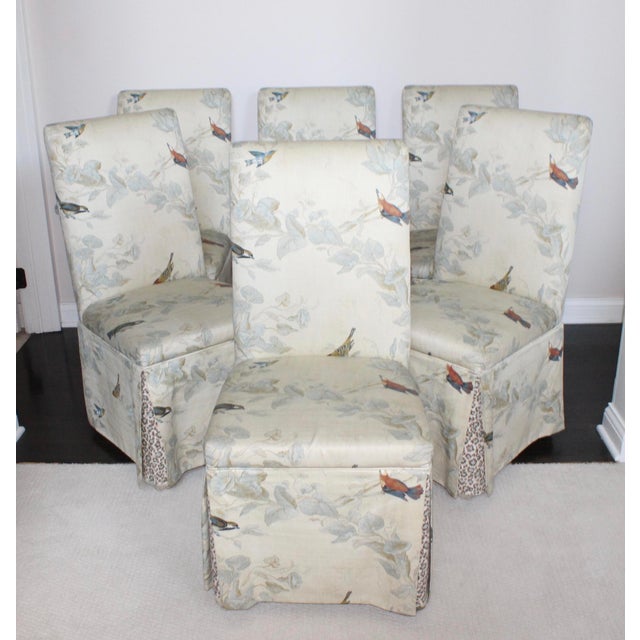 Hollywood Regency French Floral Animal Print Parson Dining Chairs