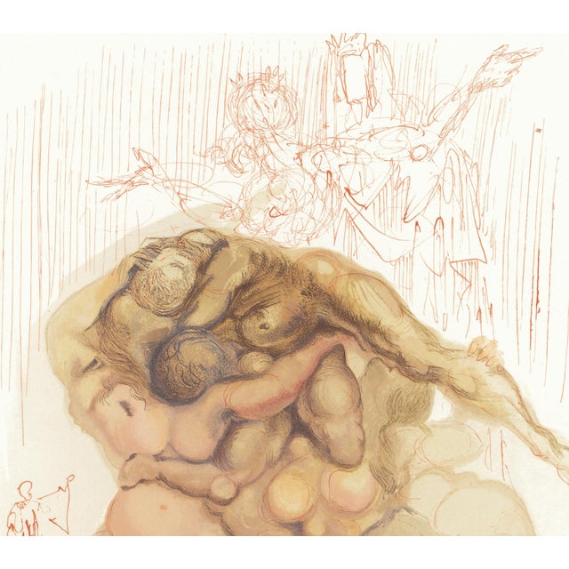 Abstract 1963 Dalí Divine Comedy Engraving Enfer Canto 8 "Les Coléreux" (The Angry) For Sale - Image 3 of 8