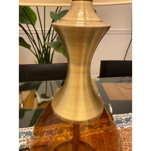 1980s Vintage Amber Glass Lamp For Sale - Image 5 of 9