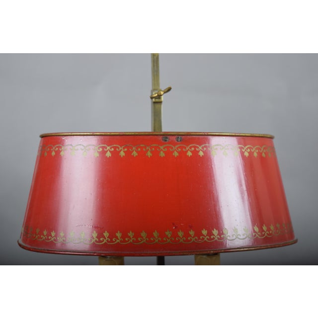 Brass Bouillotte Table Lamp with Red Tole Shade, 1950s For Sale - Image 10 of 15