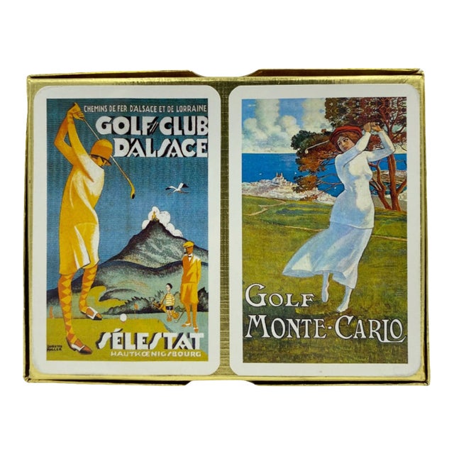 Vintage Piatnik Luxury Hotel Du Golf Deauville France Playing Cards Double Deck For Sale